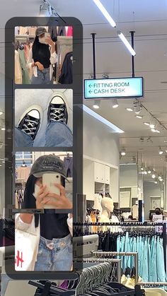 a person taking a selfie in a clothing store