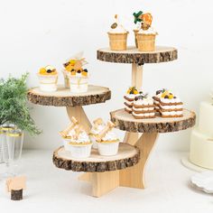 15inch Tall 4-Tier Natural Farmhouse Style Wood Slice Cupcake Stand Holder Rustic Dessert Display, Wood Slice Cake Stand, Rustic Cake Stand Wood, Wooden Cupcake Stands, Rustic Cupcake Stands, Wood Cupcake Stand, Natural Farmhouse, Rustic Cupcakes, Display Cake