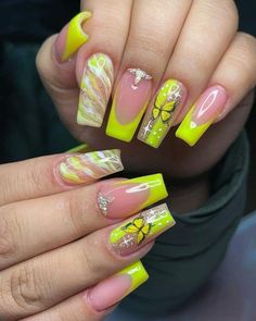 Glitter Nails Diy, Rave Nails, Nail Videos, Nail Painting, Tropical Nails, Spring Acrylic Nails, Sassy Nails, Lavender Nails