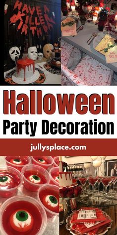 halloween party decoration with red and white decorations