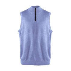 Extra Fine 'Zegna Baruffa' Merino Wool Quarter-Zip Sweater Vest in Blue by Viyella Sleeveless Sweater Vest, Quarter Zip Sweater, Heritage Brands, Mock Neck Sweater, Sleeveless Sweater, Luxury Fabrics, Leather Trim, 1/4 Zip, Sweater Vest