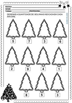 the christmas tree worksheet is shown with numbers to 10 and has been cut out