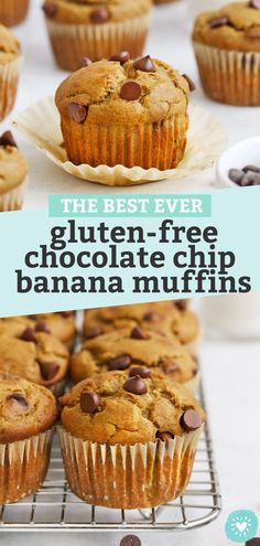 the best ever gluten - free chocolate chip banana muffins