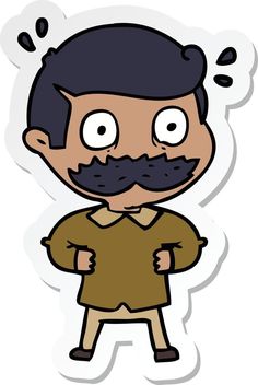 sticker of a cartoon man with mustache shocked Mustache Drawing, A Cartoon, Cute Cartoon Wallpapers, Cartoon Wallpaper