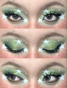 Cool Concert Makeup, 2000 Inspired Makeup, Cool Crazy Makeup Looks, Easy Colorful Makeup Looks, Prom Graphic Liner, Fairy Inspired Makeup Simple, Drawing Makeup Looks, Alien Themed Makeup, Cool Makeup Looks Creative Eyeliner