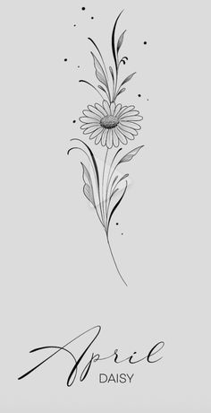 a drawing of a flower on a gray background with the words spring daisy written below it