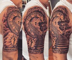 a man with a clock tattoo on his arm