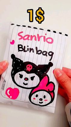 someone holding up a sanrio bi - bag for $ 1 00 per person to buy