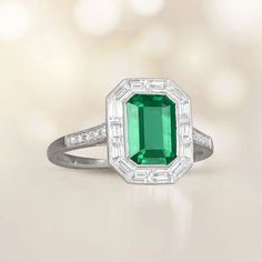 A Lively Halo Engagement Ring Featuring A 1.54 Carat Emerald-Cut Natural Green Emerald. Emerald Cut Emerald Ring With Halo, Gia Certified Emerald Cut Halo Ring, Emerald-cut Platinum Halo Ring, Emerald Cut Platinum Halo Ring, Platinum Emerald Cut Emerald Ring With Halo Design, Emerald Cut Green Halo Ring, Green Emerald Cut Halo Ring, Green Emerald Cut Halo Ring In Platinum, Green Emerald-cut Platinum Halo Ring