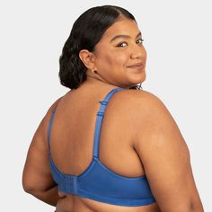 Made to Fit Your CurvesTM, the Fit For Me? 360 Stretch Plus Size Supportive Seamless Bra is what your top drawer has been missing. It's a game-changer with its seamless comfort stretch, designed to mold to your shape like a dream. But it doesnt stop there this bra has targeted engineered support zones and uplifting inner support for that natural, forward-facing look. Say goodbye to those pesky wires and hello to wireless comfort. And it's not just any coverage; it's full coverage with a comforta Blue Full Coverage Bra With Medium Bust Support, Blue Full Coverage Bra With Medium Support, Dutch Blue, Shipt Shopper, Strappy Sports Bras, Racerback Sports Bra, Seamless Bra, Confidence Boost, Top Drawer