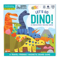 PRICES MAY VARY. RACING GAME FOR KIDS – Mudpuppy Let’s Go, Dinos! Magnetic Board Game is a colorful and exciting game for 2 to 6 players that is sure to keep kids engaged and entertained. MAGNETIC DESIGN – With a 3-panel fold-out magnet game board that measures 6.75” x 6.75” x 0.5”, and magnetic games pieces and spinners, it’s easy to keep all of the pieces together and in one place. The compact design also makes it easy to store. EASY TO PLAY – This prehistoric dinosaur racing game is easy to play and includes comet crashes (back to start) and dinosaur battles to see who advances! It’s a fun, easy to play game for ages 5-10. IDEAL FOR TRAVELING – Since the magnetic game board and pieces ensure each moving part stays put, this is an ideal travel activity to keep kids entertained on a plane Racing Games For Kids, Magnetic Games, Prehistoric Dinosaurs, Magnetic Board, Travel Activities, Racing Games, Game Board, Game Pieces, Tri Fold