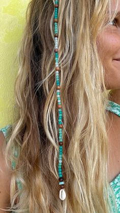 Clip-on hair extension made of beads and shells! Available in multiple color and length options.  Appearance may vary slightly from photos since each piece is custom-made with various beads. Mermaid Hair Extensions, Surfergirl Style, Fest Outfits, Hippie Hair, Penteado Cabelo Curto, Hair Wraps, Mermaid Hair, Hair Beads