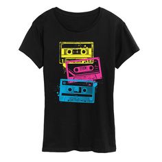 She will love showing off her style with this Women's Grunge Cassette Tapes Graphic Tee. FEATURES Short sleeves CrewneckFABRIC & CARE Solid Color: Cotton ; Heather Colors: Cotton/Polyester Machine wash Imported Size: Small. Color: Black. Gender: female. Age Group: adult. Black Graphic Tee, School Tops, Black Graphic Tees, How To Show Love, Cassette Tapes, Her Style, Fabric Care, Gender Female, Graphic Tee