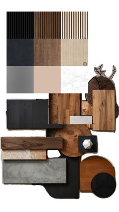 an assortment of wood and tile samples with different colors, shapes and materials to choose from