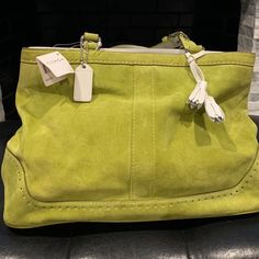 New Light Green Shoulder Bag. Tag Intact. Green Coach Designer Bag, Coach Designer Green Bag, Designer Green Coach Bag, Green Satchel With Silver-tone Hardware And Double Handle, Green Coach Satchel With Top Carry Handle, Green Coach Tote Shoulder Bag, Chic Green Coach Bag, Chic Green Satchel With Silver-tone Hardware, Green Coach Shoulder Bag With Top Carry Handle