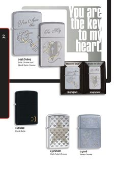 an advertisement for the new zippo lighter, with different colors and designs on it