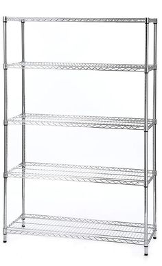 four tier chrome steel shelving unit with wheels