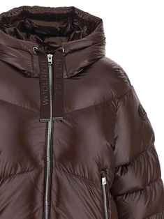 Jacket from Woolrich | Woolrich Women's Aliquippa Short Puffer Jacket in Dark Brown | FW23/24 Brown Fall Puffer Jacket With Detachable Hood, Solid Hooded Puffer Jacket With Zipper Closure, Brown Hooded Puffer Outerwear, Brown Hooded Puffer Jacket With Padded Collar, Brown Long Sleeve Puffer Jacket With Pockets, Luxury Brown Puffer Jacket With Pockets, Short Puffer Jacket, Outdoor Clothing Brands, Valentino Garavani Bag