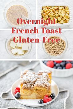 french toast gluten - free dessert with berries and powdered sugar on top