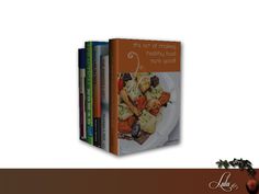 three cookbooks are stacked on top of each other