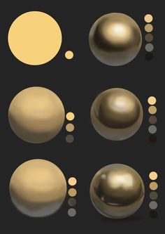 an image of different shapes and sizes of balls on a black background with circles around them