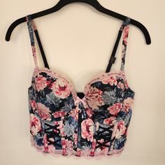 Nwt. Floral Crop Top With Adjustable Shoulder Straps. Hook Closure On Back. Smoke-Free Home. Summer Floral Print Fitted Bra, Fitted Floral Print Summer Bra, Victoria's Secret Pink Floral Print Bra, Victoria's Secret Summer Floral Print Bra, Summer Fitted Pink Bra, Fitted Multicolor Bra With Floral Print, Fitted Pink Summer Bra, Summer Floral Print Pink Bra, Fitted Blue Bra With Floral Print