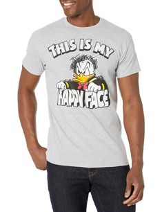 PRICES MAY VARY. Officially licensed Disney Donald Duck Tee Featuring a full color, classic image of a grumpy, angry Donald Duck and the words "This is my happy face" Made with high quality, soft, comfy fabric Available in men's sizes small, medium, large, XL, 2X and 3X Perfect for Dad on the family trip to Disneyland, a Disney cruise, or simply cruising the block! Disney Park Shirts, Donald Duck Face, Angry Donald Duck, Disney Gear, Trip To Disneyland, Disney Donald Duck, Duck Face, Disney Men, Disney Park