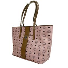 Made of coated canvas / leather: Zip top closure; Flat top handles: Brown leather trim; Measurements: 18"L / 14" L x 11" H x 5.5" D,9" Inches; Gold tone hardware: Inside zip pocket; Comes with tag and dust bag. Pink Monogram, Mcm Logo, Shopper Tote, Flats Top, Canvas Leather, Zip Top, New Bag, Monogram Canvas, Leather Trim