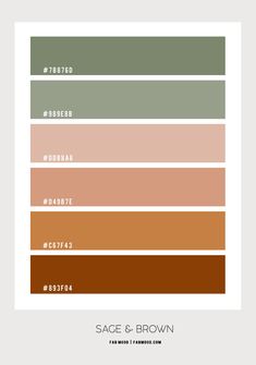 the color scheme for sage and brown is shown in shades of green, red, orange,