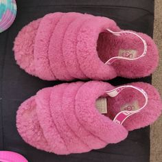 Uggs Hot Pink Slippers. Never Worn Outside, Only Worn As House Slippers Ugh Slippers Pink, Hot Pink Slippers, Pink Ugg Slides, Ugg Fluff Yeah Slides Pink, Pink Non-slip Slide Slippers, Fluff Yeah Slide, Pink Faux Fur Slippers, Pink Slippers, Shoes Ugg