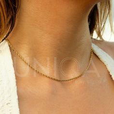 This Gold Rope Chain Necklace is a must for this season! This High quality waterproof necklace is lead and nickel free, hypoallergenic. See my Thicker Rope Chains here:  https://www.etsy.com/listing/1057549430 My 18k Gold-PVD plated necklaces are made to last long. You can wear your jewelry every day, everywhere. --------------------------------- ► PRODUCT DETAILS * Hypoallergenic Stainless Steel expertly plated with a tick layer of 18k real gold  (1micron) PVD coating * Measurements:  - Lengths Waterproof Necklace, Gold Rope Necklace, Gift For Mom Birthday, Pvd Coating, Gold Rope Chains, Rope Chain Necklace, Thick Rope, Plate Necklace, Rope Necklace