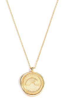 Gold Plated Rainbow Necklace Adjustable Necklace With Coin Pendant, Adjustable Necklace With Large Medallion Pendant, Adjustable Round Pendant Necklace, Cadmium-free, Adjustable Round Pendant Necklace Cadmium-free, Spiritual Cadmium-free Round Pendant Necklace, Cadmium-free Adjustable Round Pendant Necklace, Minimalist Cadmium-free Round Necklace, Everyday Large Medallion Pendant Necklaces, Short Necklace