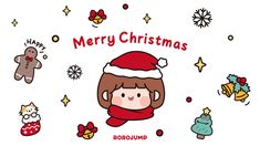 merry christmas card with cartoon character