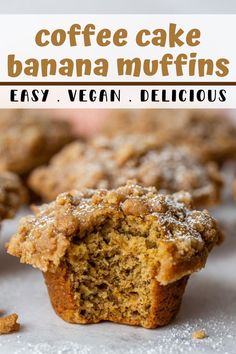 vegan coffee cake banana muffins are cut in half