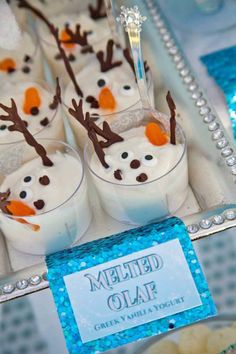 there are some desserts that have been made to look like snowmen