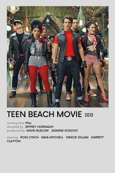 an advertisement for the musical teen beach movie 2013, featuring actors from left to right