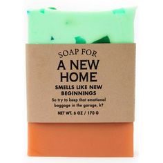 A New Home Soap Front Reads: A New Home. Smells like new beginnings. So try to keep that emotional baggage in the garage, ok? Back Side: A fresh start!A clean slate!It'll be a mess in no time Scented: Trendy terrariumNet wt. 6oz We have free shipping on all of our items inside the US. Please contact us before leaving negative feedback we will be happy to work with you. Please check out some of our other great items in our eBay store: http://stores.ebay.com/KnockoutNovelties Liquid Soap Label Design, Fun Names, Whiskey River Soap, Funny Soap, Soap Suds, Material Things, Soap Labels, Homemade Products, Emotional Baggage