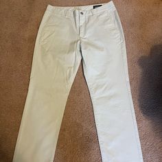 Never Worn Khaki Pants- Light Green Color Regular Straight Fit Fitted White Casual Work Pants, Casual White Dress Pants With Pockets, Casual White Fitted Work Pants, Casual White Full Length Dress Pants, Green Full-length Chinos With Pockets, Chinos Pants, Light Green, Mens Pants, Khaki Pants