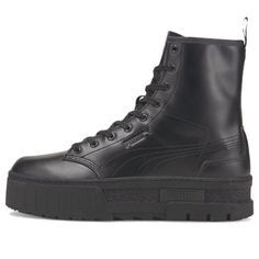 (WMNS) PUMA Dua Lipa x Mayze Boot 'Black' 388611-01 (SNKR/Women's/Leather) Dua Lipa, Black Boots, Leather Women, Boots, Leather, Black