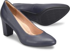 We designed the Parisa with an elegant toe shape and block heel for a flattering, all-season look that�s crafted for all-day comfort. Classic Block Heels With 4-inch Heel And Almond Toe, Fitted Court Shoes With Block Heel And Removable Insole, Business Casual Heels With Sculpted Heel, Fitted Round Toe Block Heels For Office, Fitted Block Heels With Round Toe For Office, Elegant Synthetic Block Heels With Removable Insole, Elegant Block Heels With Removable Insole For Work, Classic Closed Toe Block Heels With Padded Heel, Closed Toe Block Heels For Work