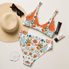 Inspired by the vibrant patterns of Mexican Otomi art, our Recycled High-Waisted Bikini features a striking print against a sleek white backdrop. Dive into sustainable fashion while lounging poolside or catching waves at the beach. With its flattering high-waisted style and eco-conscious materials, this bikini blends style with environmental responsibility. Get ready to turn heads and embrace Mexican heritage with every splash! It’s too easy to fall in love with this bikini set. Removable pads a Otomi Art, Mexican Otomi, Mexican Heritage, Swimsuit Pattern, Beach Adventure, High Waist Fashion, White Backdrop, Sustainable Fabrics, Care Label