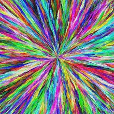 an abstract painting with many colors and lines in the shape of a star, as well as