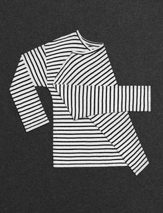 a black and white striped shirt on a black background with an image of the back of it