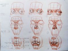 a drawing of various facial expressions on a piece of paper