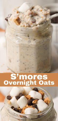 s'mores overnight oats in a mason jar