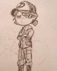 a drawing of a boy with a baseball cap