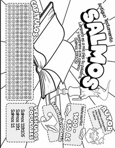 the back side of a coloring book with words and pictures on it, including an image of