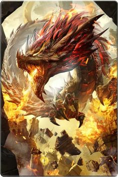 an image of a dragon with fire coming out of it's mouth