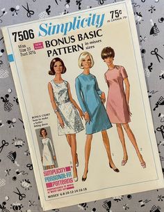 an old fashion sewing pattern with two women in dresses