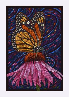 a painting of a butterfly on top of a purple flower with the words, big sur california